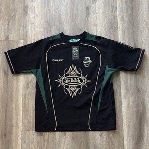 Von Dutch Black and Green Graphic Jersey